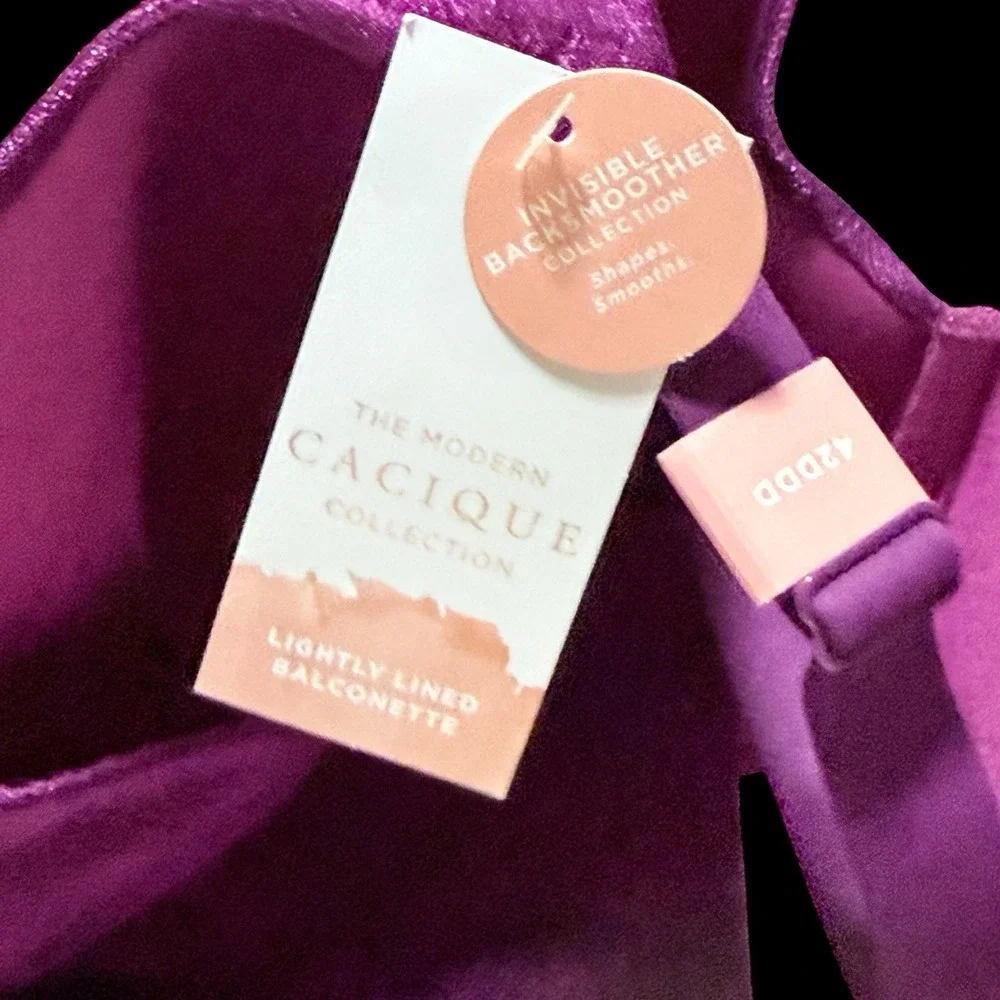 NWT‎ Cacique 42ddd Purple Lightly Lined Balconette Back Smoother Underwire